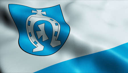 3D Illustration of a waving Poland city flag of Miedzyrzec Podlaskiの写真素材