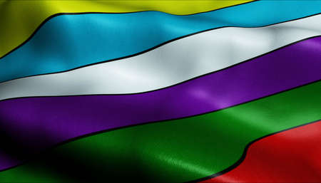 3D Illustration of a waving Argentina city flag of Rio Grandeの写真素材