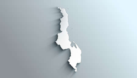 Country Political Geographical Map of Malawi with Shadowsの写真素材