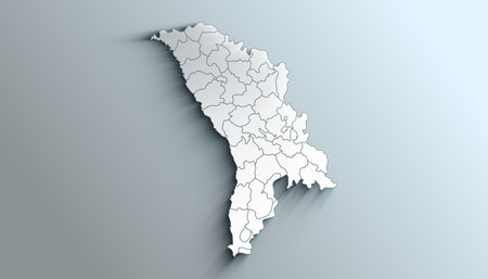 Geographical Map of Moldova with Districts with Regions with Shadowsの写真素材