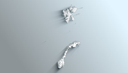 Geographical Map of Norway with Counties with Regions with Shadowsの写真素材
