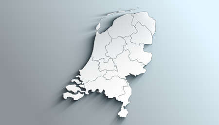 Geographical Map of Netherlands with Provinces with Regions with Shadowsの写真素材