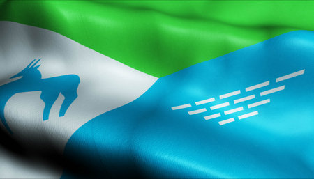 3D Illustration of a waving Ukraine city flag of Sarnyの写真素材