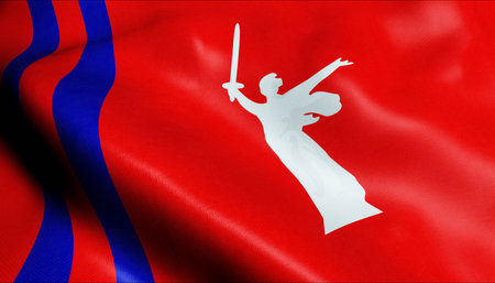 Federal subjects of Russia flag of Volgograd Oblastの写真素材