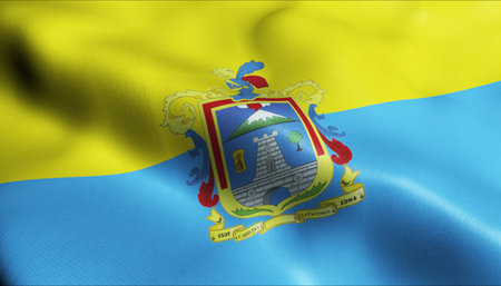 3D Illustration of a waving Ecuador city flag of Latacungaの写真素材