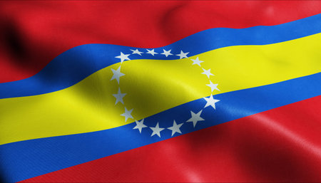 3D Illustration of a waving Ecuador Province flag of Lojaの写真素材