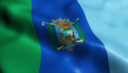 3D Illustration of a waving Ecuador Province flag of Santa Elenaの写真素材
