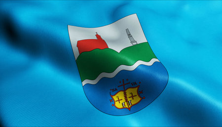 3D Illustration of a waving Hungary city flag of Ercsiの写真素材