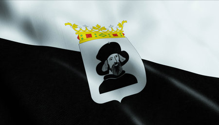 3D Illustration of a waving Hungary city flag of Pasztoの写真素材