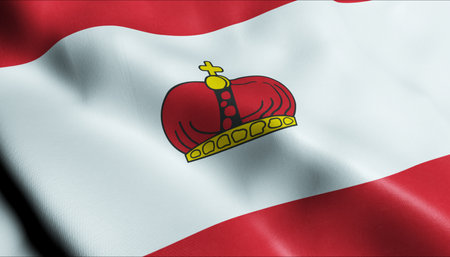 3D Illustration of a waving Czech city flag of Trhovy Stepanovの写真素材