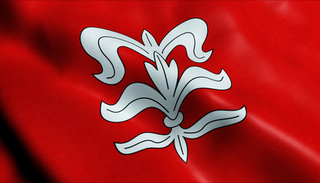 3D Illustration of a waving Czech city flag of Litomyslの写真素材