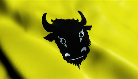 3D Illustration of a waving Czech city flag of Zubriの写真素材