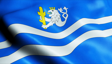 3D Illustration of a waving Czech city flag of Bohusovice nad Ohriの写真素材