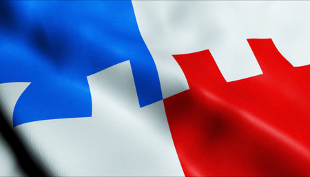 3D Illustration of a waving Czech city flag of Korycanyの写真素材