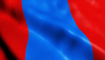 3D Illustration of a waving Czech city flag of Rokytnice v Orlickych horachの写真素材