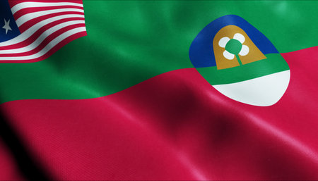 3D Illustration of a waving Liberia county flag of Margibiの写真素材