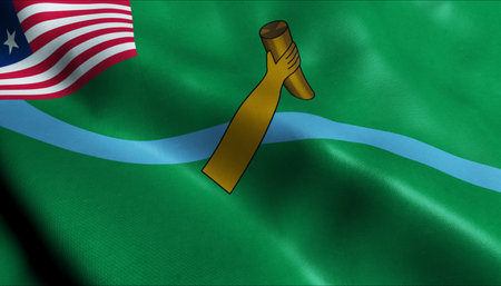 3D Illustration of a waving Liberia county flag of Lofaの写真素材