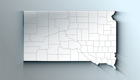 South Dakota State of the United States with Counties Boundary Linesの写真素材