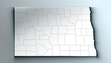 North Dakota State of the United States with Counties Boundary Linesの写真素材