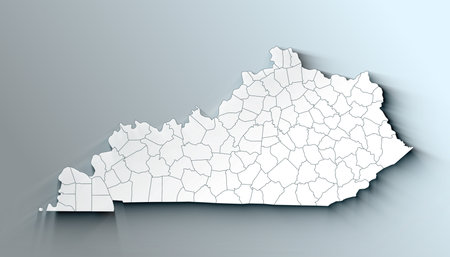 Kentucky State of the United States with Counties Boundary Linesの写真素材