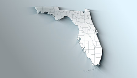 Florida State of the United States with Counties Boundary Linesの写真素材