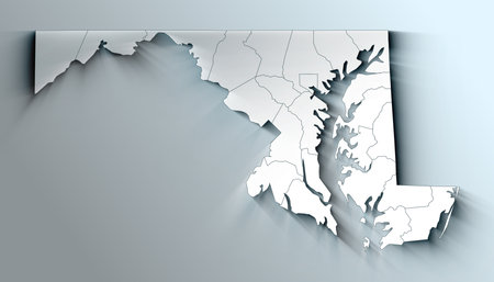 Maryland State of the United States with Counties Boundary Linesの写真素材