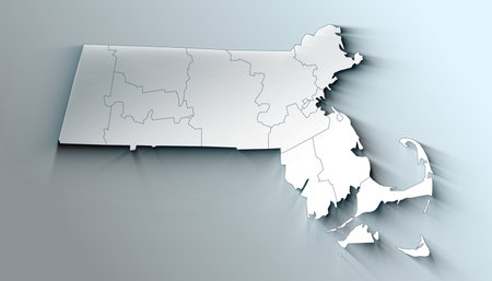 Massachusetts State of the United States with Counties Boundary Linesの写真素材