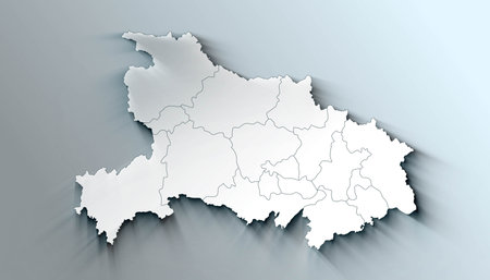 Modern Map of Hubei Province of China with District Bordersの写真素材