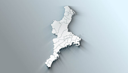 Minimalist Map of Mie Japan Prefecture with Bordersの写真素材