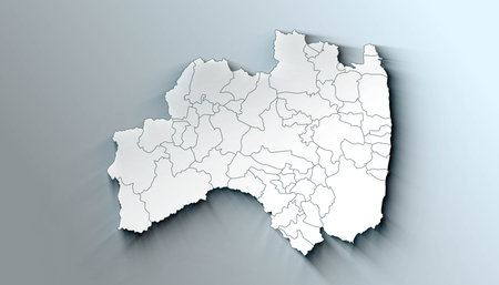 Minimalist Map of Fukushima Japan Prefecture with Bordersの写真素材