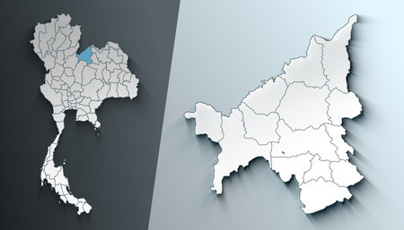 Modern Map of Loei Thailand Region with Bordersの写真素材