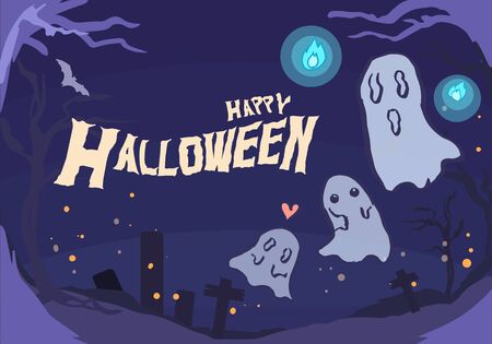 Halloween backdrop for shop in sale and discount concept with  friendly face jack o lantern and other cute vector object aroundのイラスト素材
