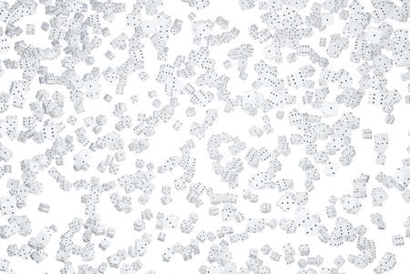 a lot of white dice isolated on white background. dice texture. 3d render