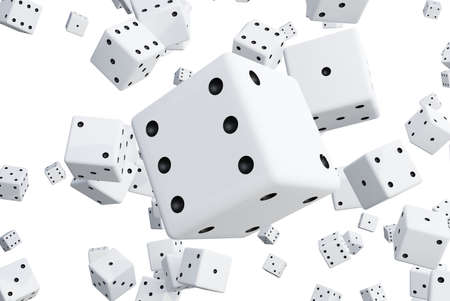dice with number 6 on the background of dices. 3d render.