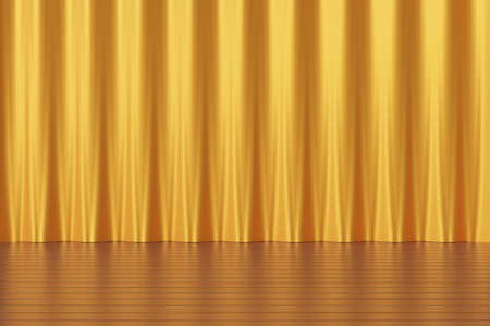 empty stage with yellow curtain. 3d renderの写真素材