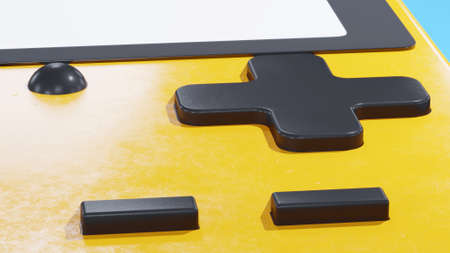 Closeup of handheld video game console. game console. 3d render.