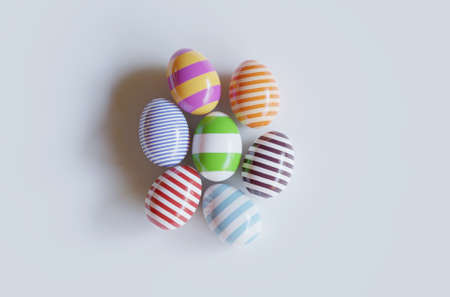 Easter eggs painted with stripes