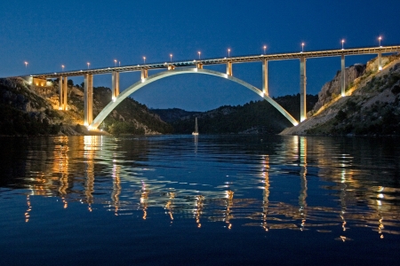 Krka bridge on highway A1 near town Skradin, Croatiaの写真素材