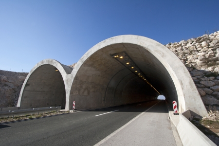 Tunnel on the highway A1 in the hinterland of town Split in Croatiaの写真素材