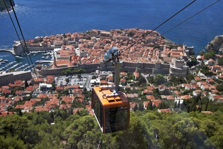 Cable Car above the old town Dubrovnik, connects old town and hill Srdのeditorial素材