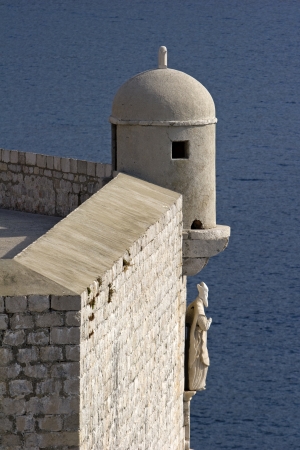 Guard place on Dubrovnik city walls above the seaの写真素材