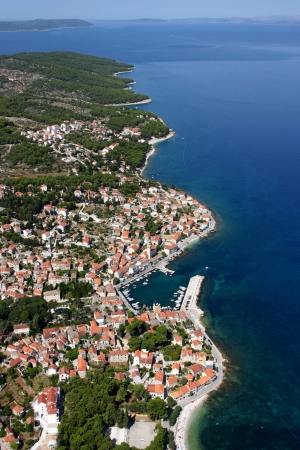 Sutivan, village on the north-west of Brac Island, Croatia, aerial viewの写真素材