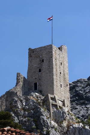 Fort Mirabella Peovica on the rocks above the town Omis in Croatiaのeditorial素材