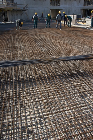 Iron armature on construction site of new Arena in town Split in Croatiaのeditorial素材