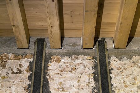 Renovation of old medieval house with injecting walls with special material and reinforcement with...