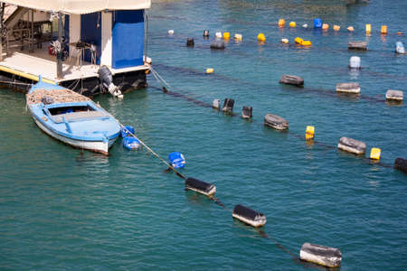Oyster and fish production in Bistrina bay near town Ston on Peljesac peninsula in Croatia