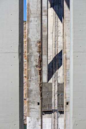 Renewing corrosion damages on arch and pillars of concrete bridge Maslenica on A1 highway in Croatiaの写真素材