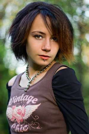 Portrait of a girl outdoorsの写真素材