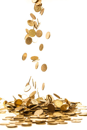 falling gold coinsの写真素材