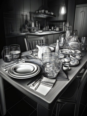 Delicious Delight: A Mouthwatering Meal on the Table. Generative AIの素材